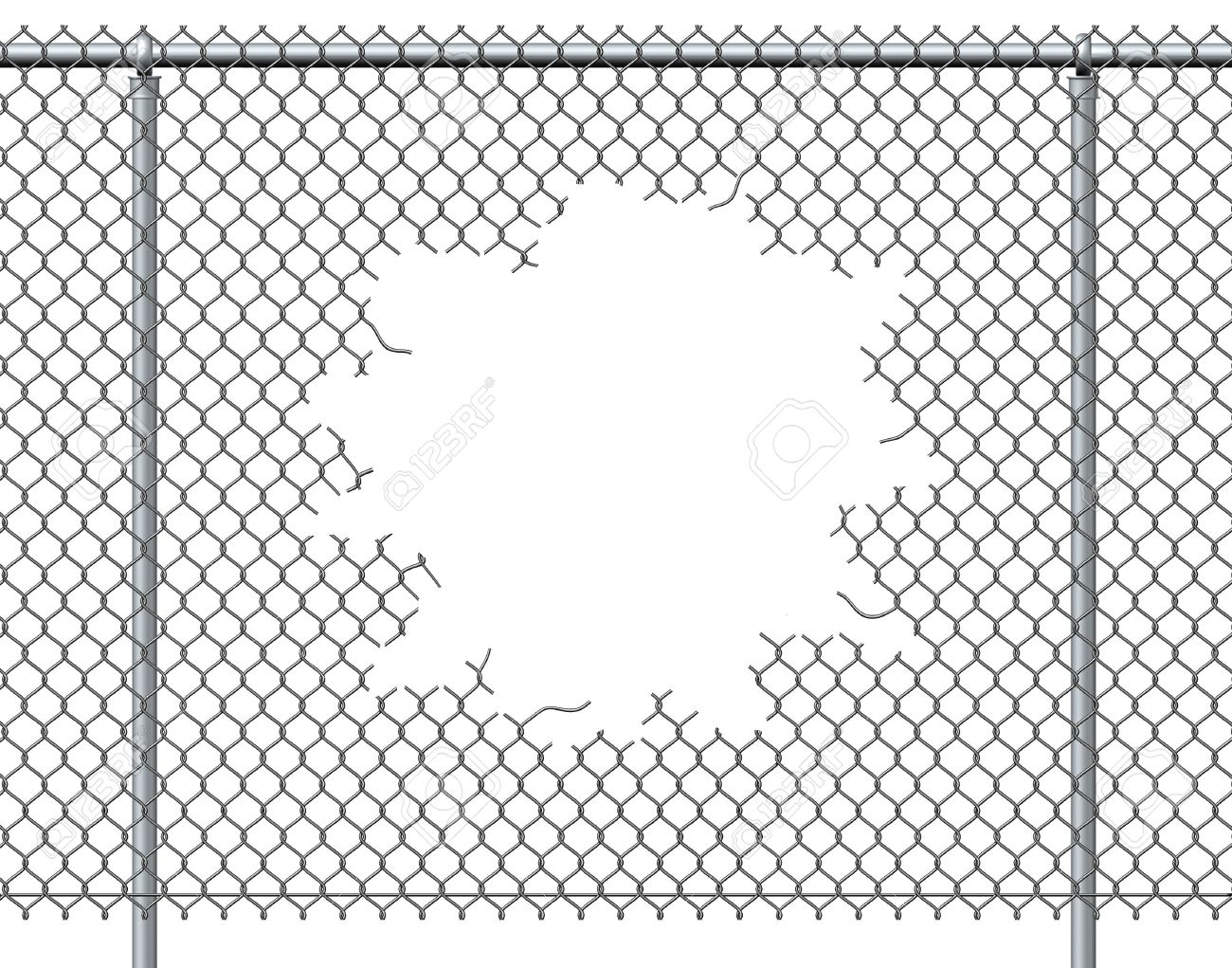 chain link fence hole with blank copy space isolated on a white background burst ripped broken chain png i13 broken