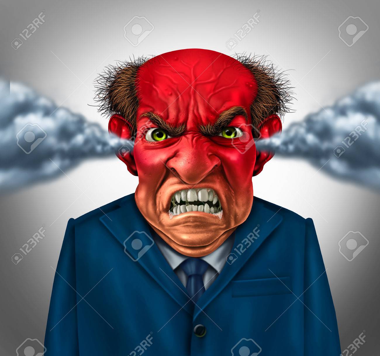 angry boss concept as an outraged business manager with a short
