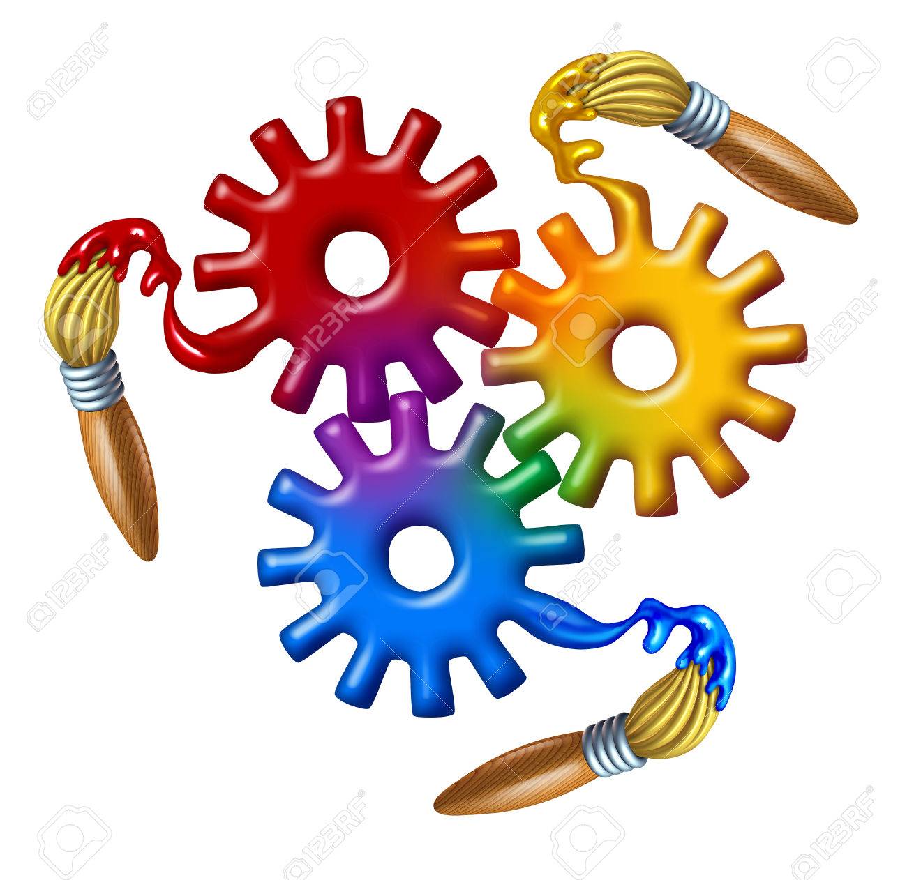 art business symbol and color theory icon as a group of gears