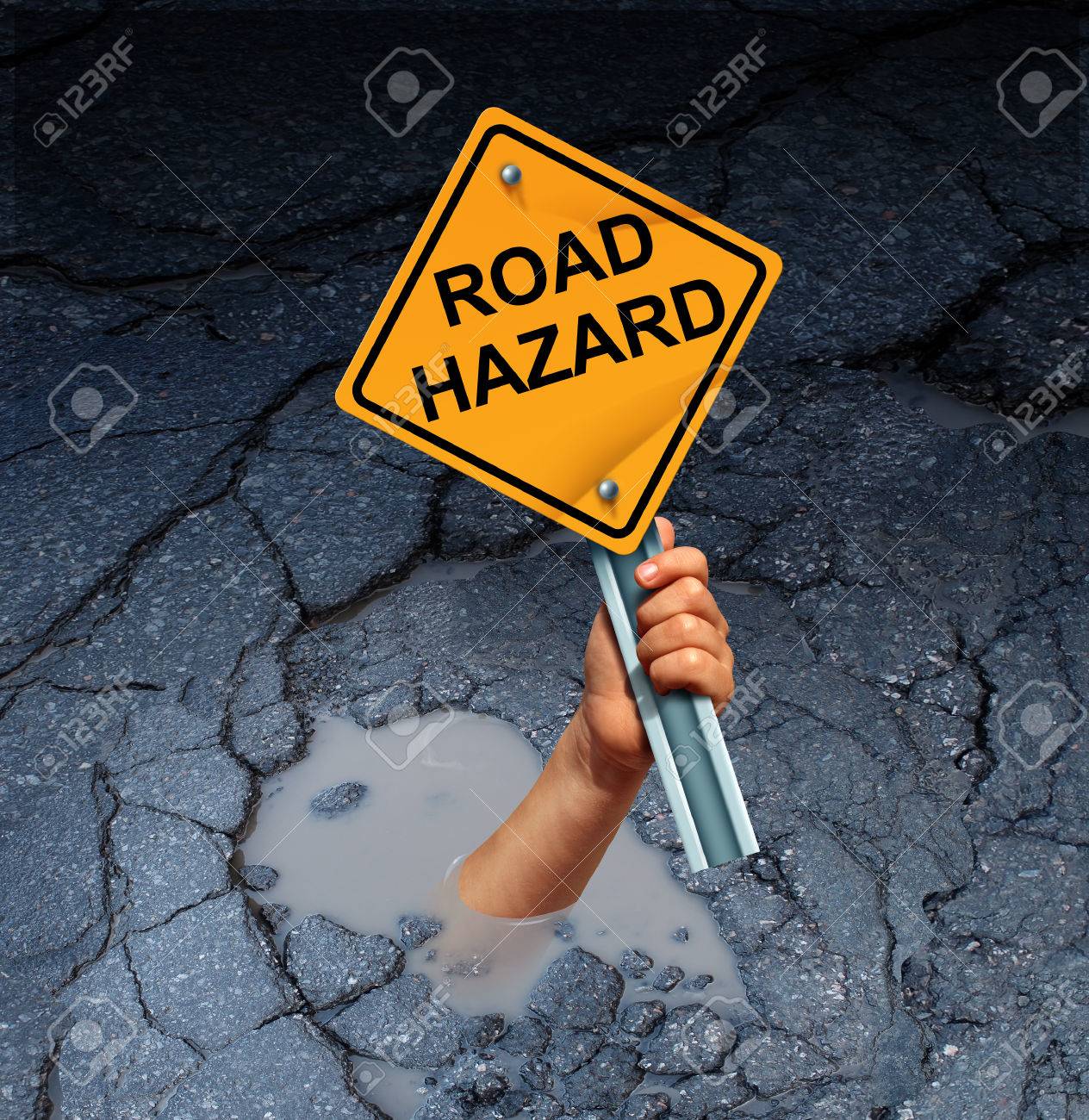 road hazard concept as an accident victim drowning in a broken how drowning works