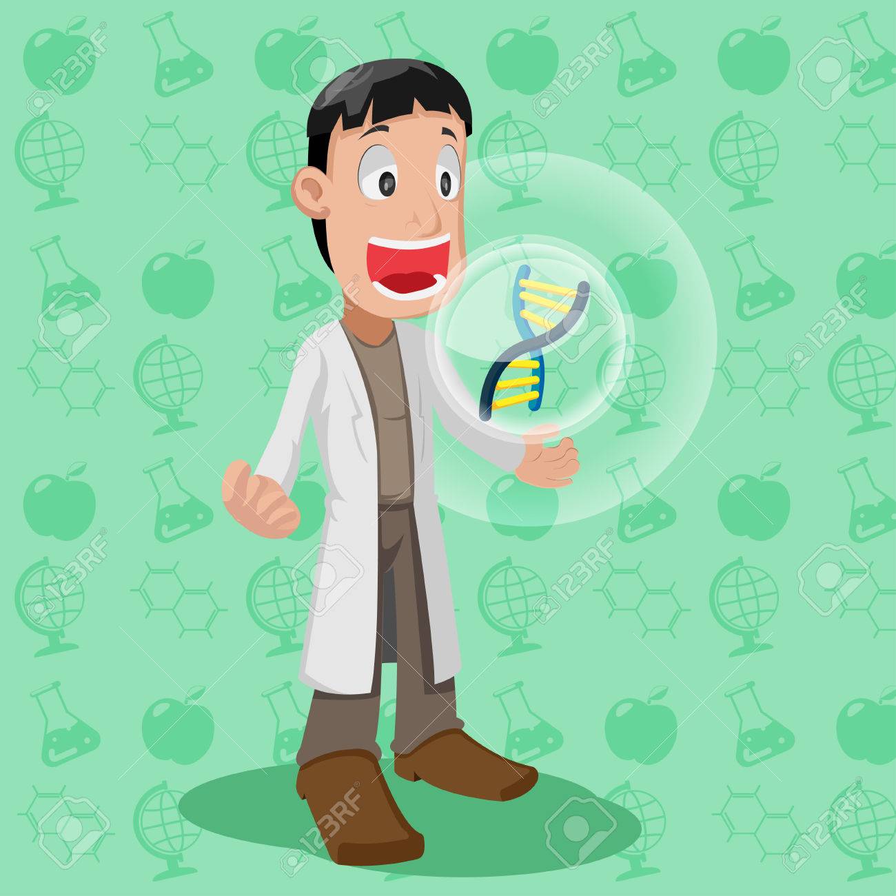 科学者の漫画の文字かわいい染色体ベクター のイラスト素材 ベクタ Image