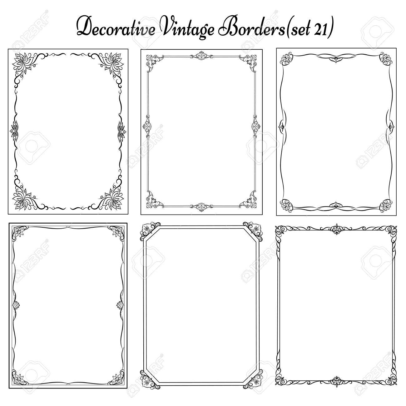 set of vintage borders and frames royalty free cliparts vectors