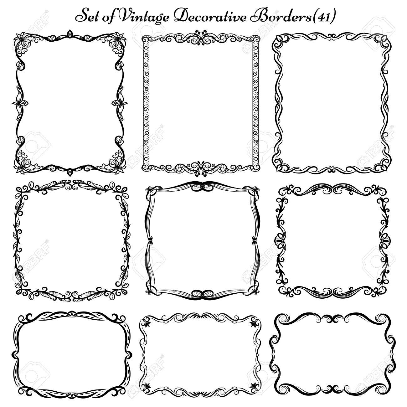 set of decorative vintage borders frames royalty free cliparts