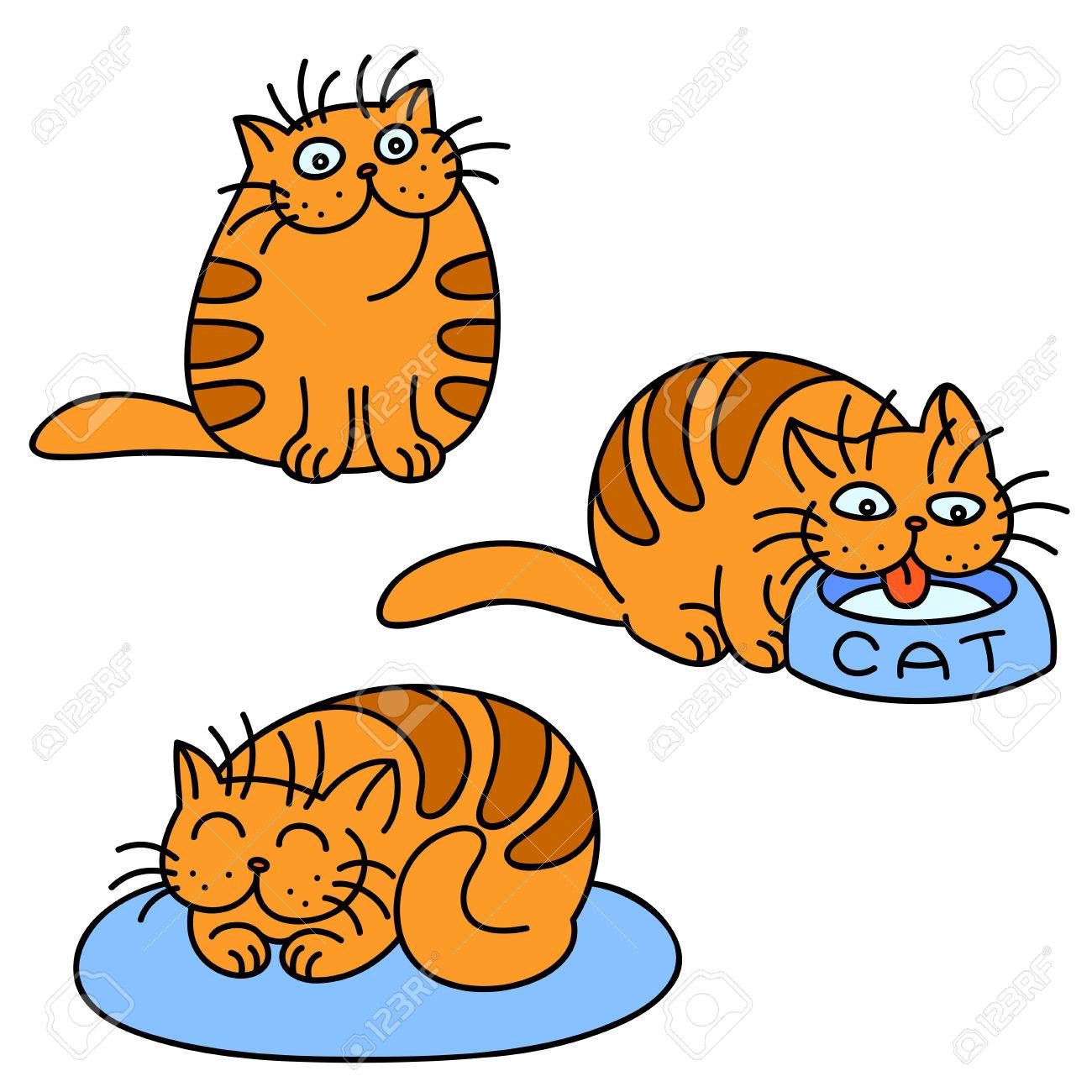 Orange Cats Emoticons Set Funny Cartoon Cool Character White Color Background Cheerful Kitten Collection For Web Icons And Shirt Isolated Vector Illustration Royalty Free Cliparts Vectors And Stock Illustration Image