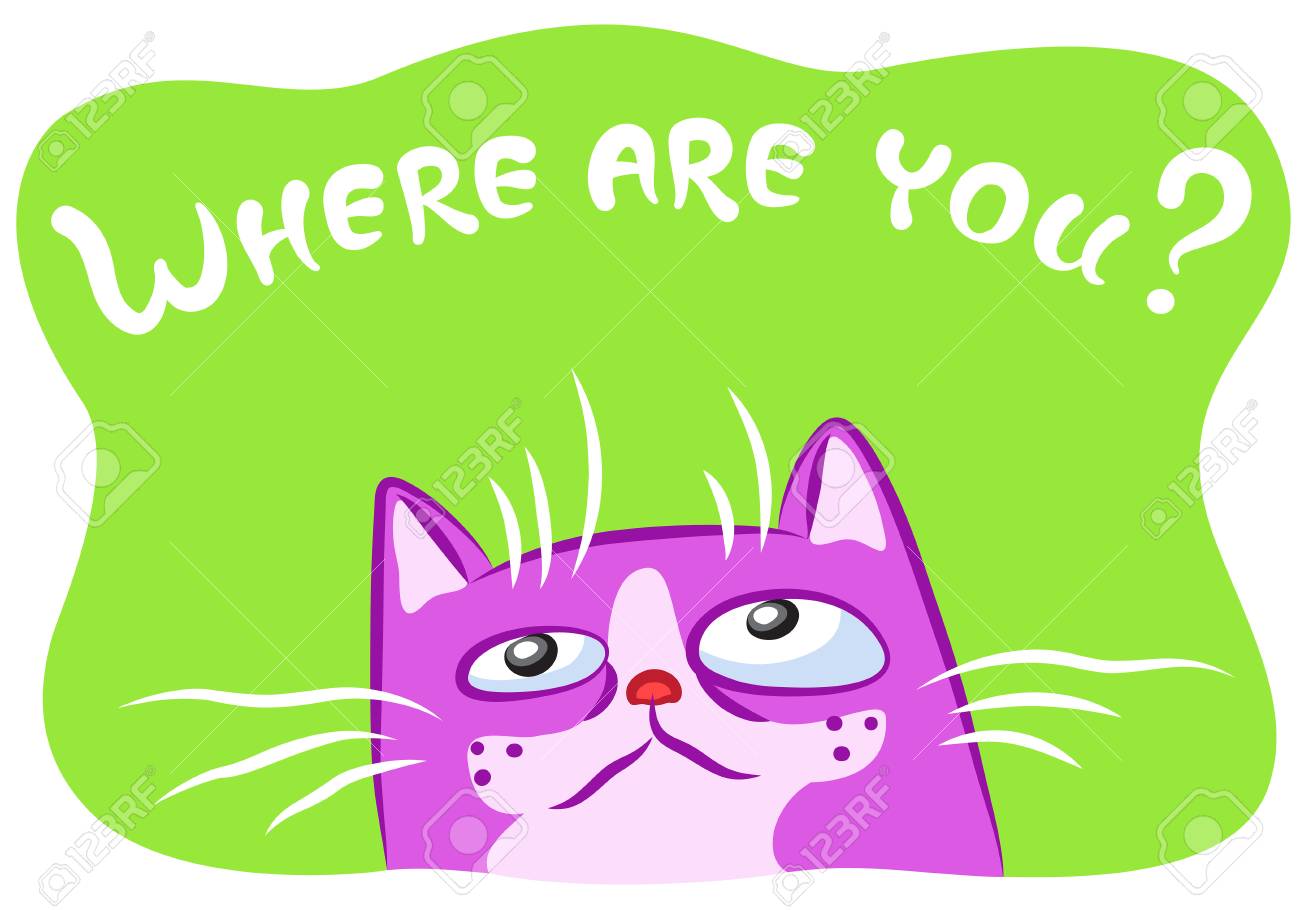 Illustration Vectorielle De Solitaire Chat Drôle Animal De Compagnie Joyeux Personnage De Dessin Animé Chaton Rose Sur Fond Vert