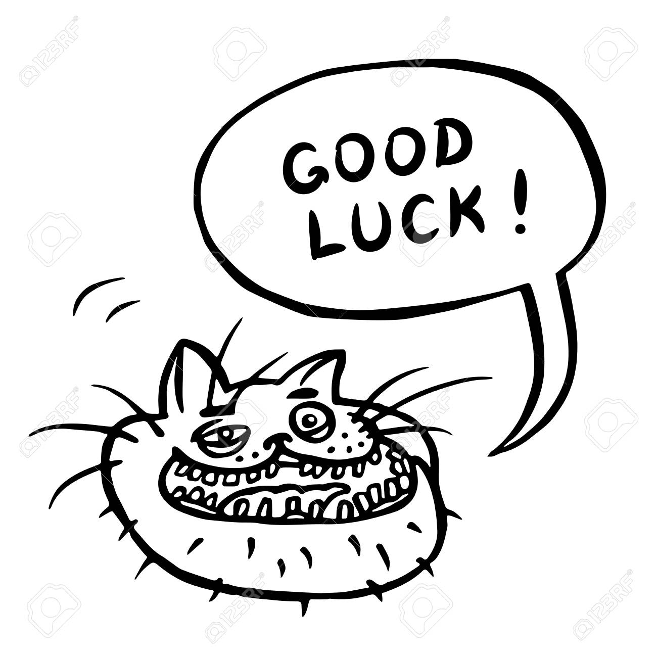 がんばって 猫の漫画の頭 吹き出し ベクトルの図 のイラスト素材 ベクタ Image