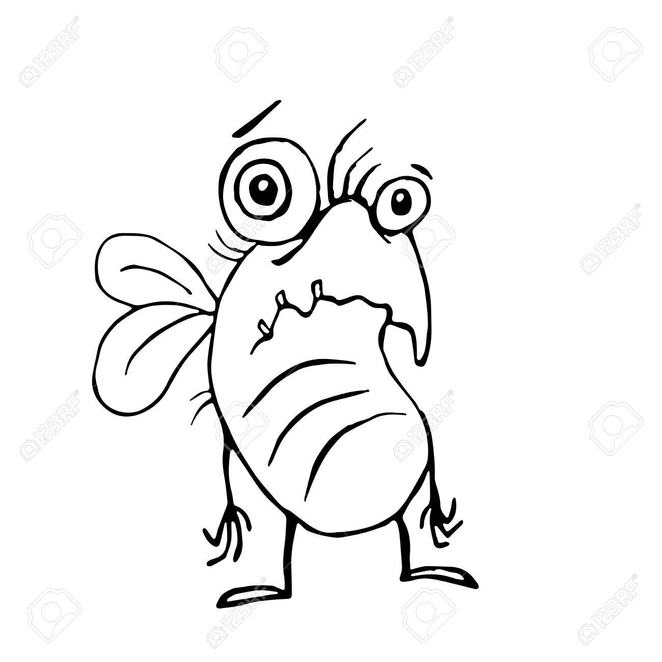 Mignonne Vole Triste Illustration Vectorielle Personnage De Dessin Animé Drôle