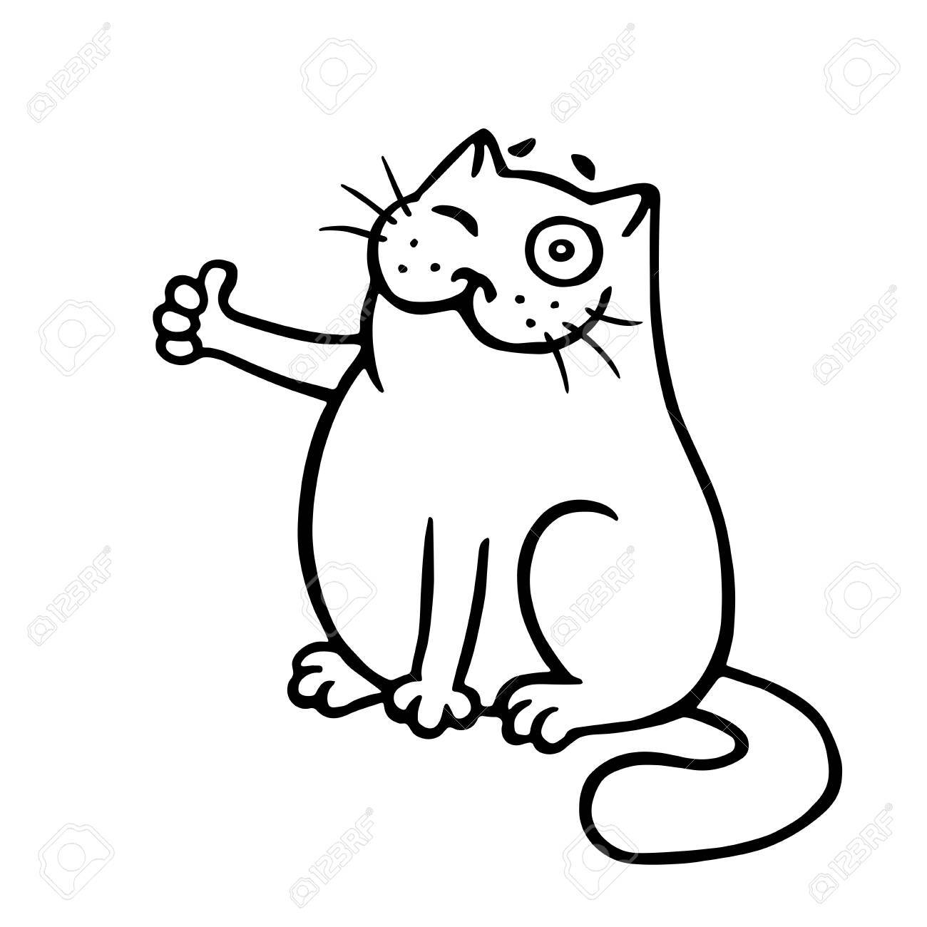 Le Chat Approuve Et Montre Un Pouce En L Air Bonne Idee Personnage Cool De Drole De Bande Dessinee Illustration Vectorielle Isolee Fond De Couleur Blanche Clip Art Libres De Droits Vecteurs