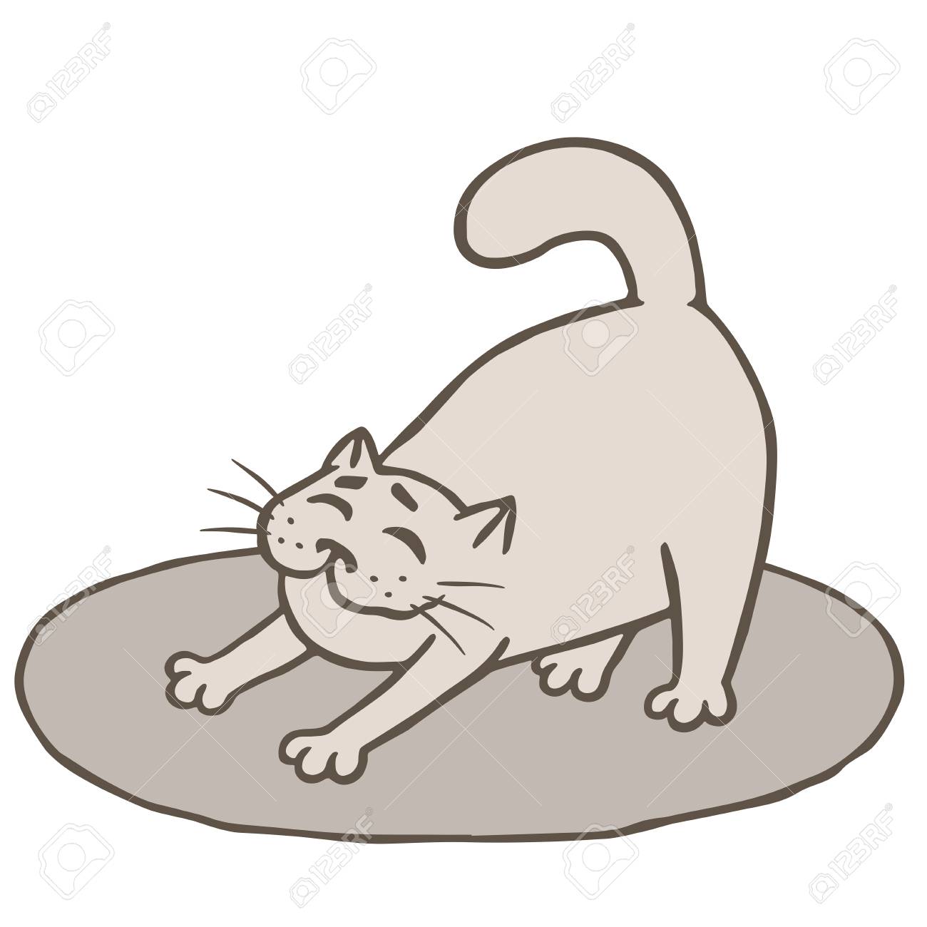 Chat Gris Mignon Se Reveille Et Ecartes Sur Des Pattes Vector Illustration Vectorielle Animal De Compagnie Drole De Bande Dessinee Clip Art Libres De Droits Vecteurs Et Illustration Image