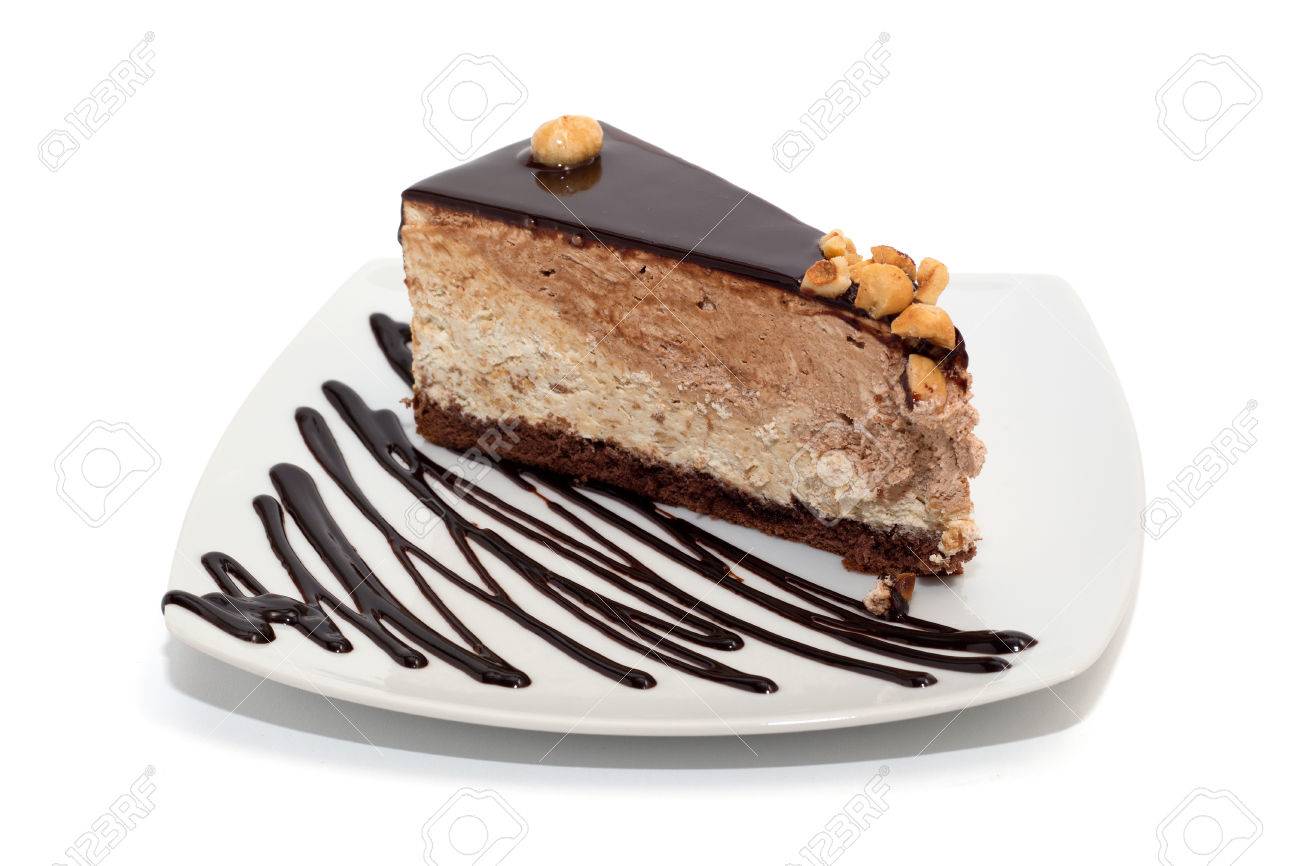 Nougat Cake With Chocolate Hazelnuts And Topping Isolated Stock Photo Picture And Royalty Free Image Image