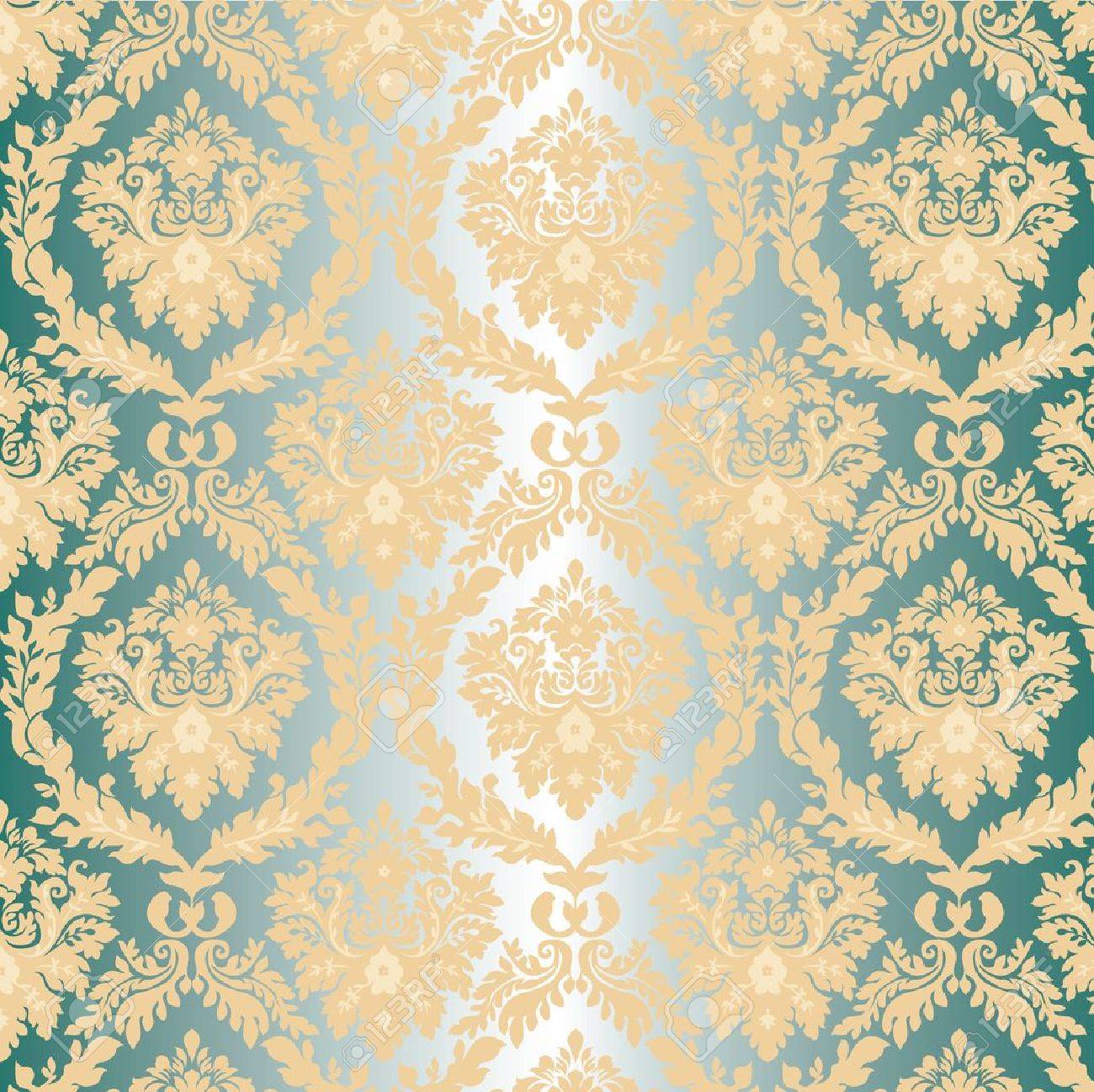 damask walpaper on blue
