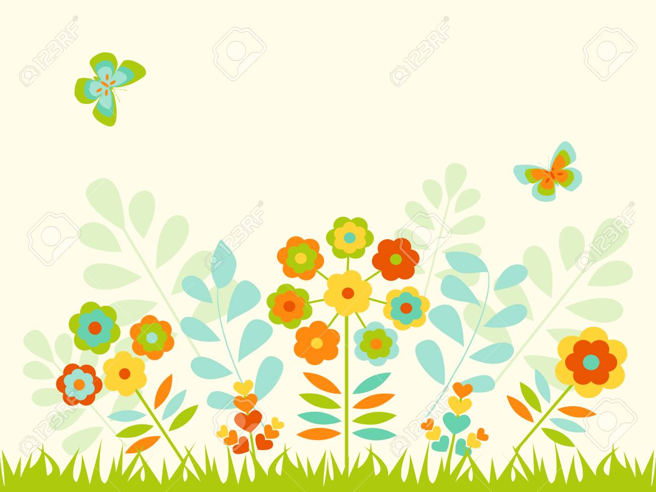 元気な色と花のグリーティング カード のイラスト素材 ベクタ Image