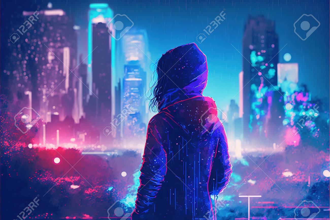 Premium AI Image  cyberpunk girl of a woman in the city hd wallpaper