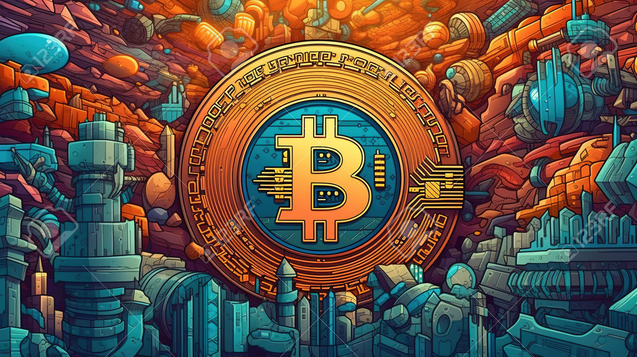 Bitcoin Cryptocurrency Digital Artwork. Fantasy Concept, Illustration  Painting. Stock Photo, Picture and Royalty Free Image. Image 207635440.