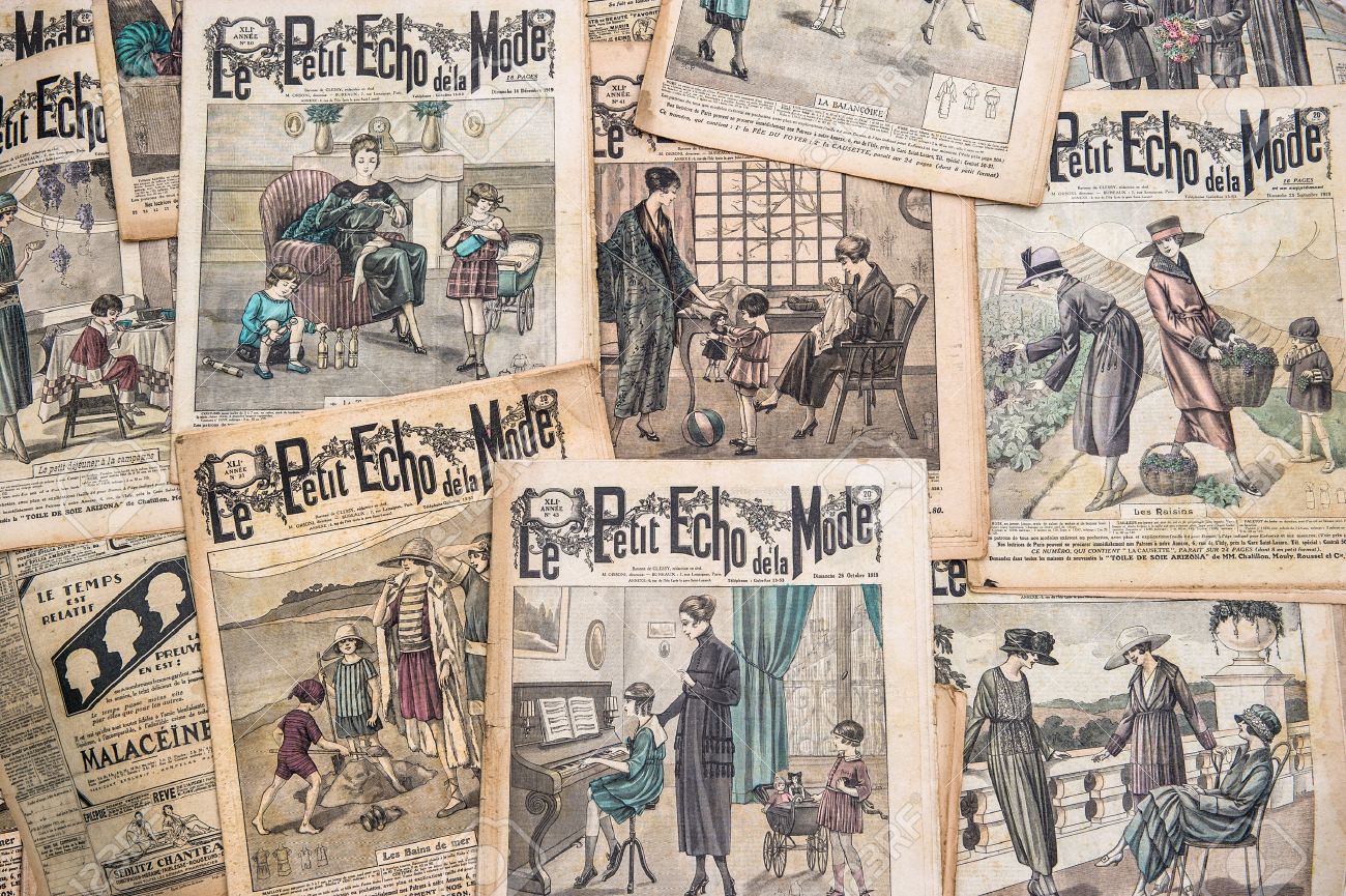 アンティーク フランスのファッション雑誌の La モード Illustree 1919 年からラ モード Illustree は 1860年 1937年パリ フランス年頃 1919年のフランスの女性のための雑誌の最も人気のあるファッション の写真素材 画像素材 Image