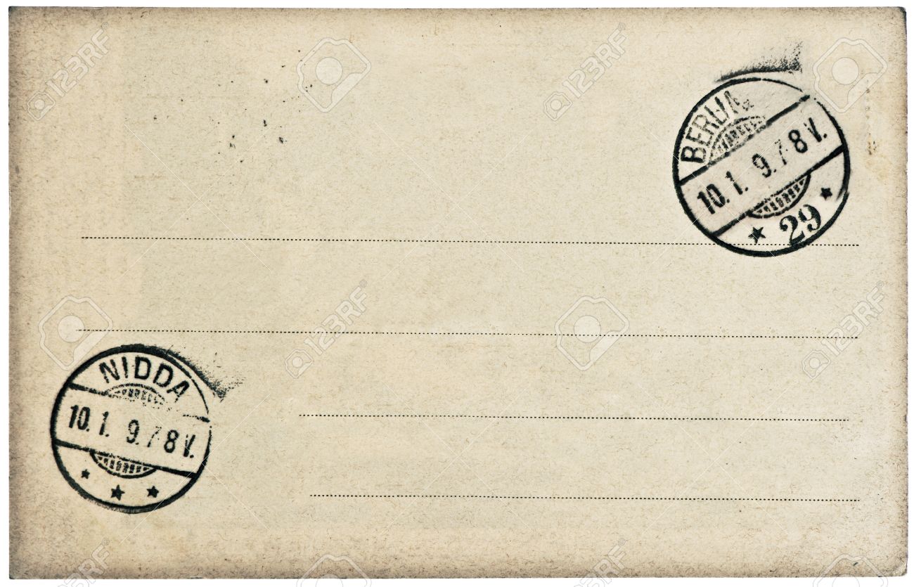 empty vintage postcard background with postmark and stamp stock photo 24251952