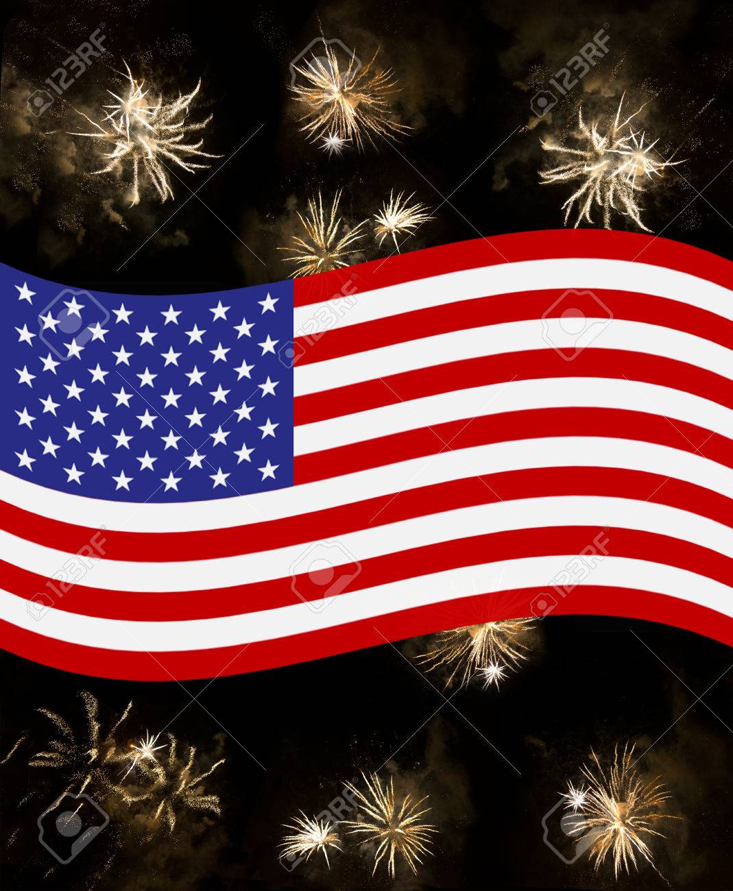 4th of july flag fireworks