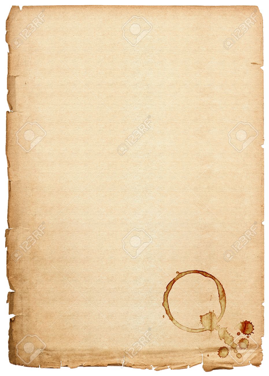 Old Paper Sheet Isolated On White Background Antique Book Page With Coffee  Stains Stock Photo, Picture And Royalty Free Image. Image 27503886.