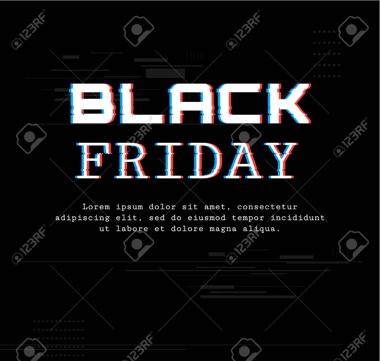 black friday template banner with trend glitch effect sale royalty