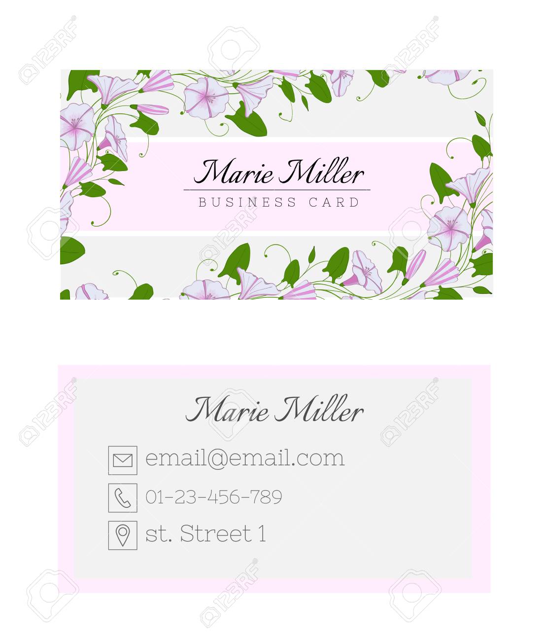 floral business card template elegant feminine design with flowers floral business cards