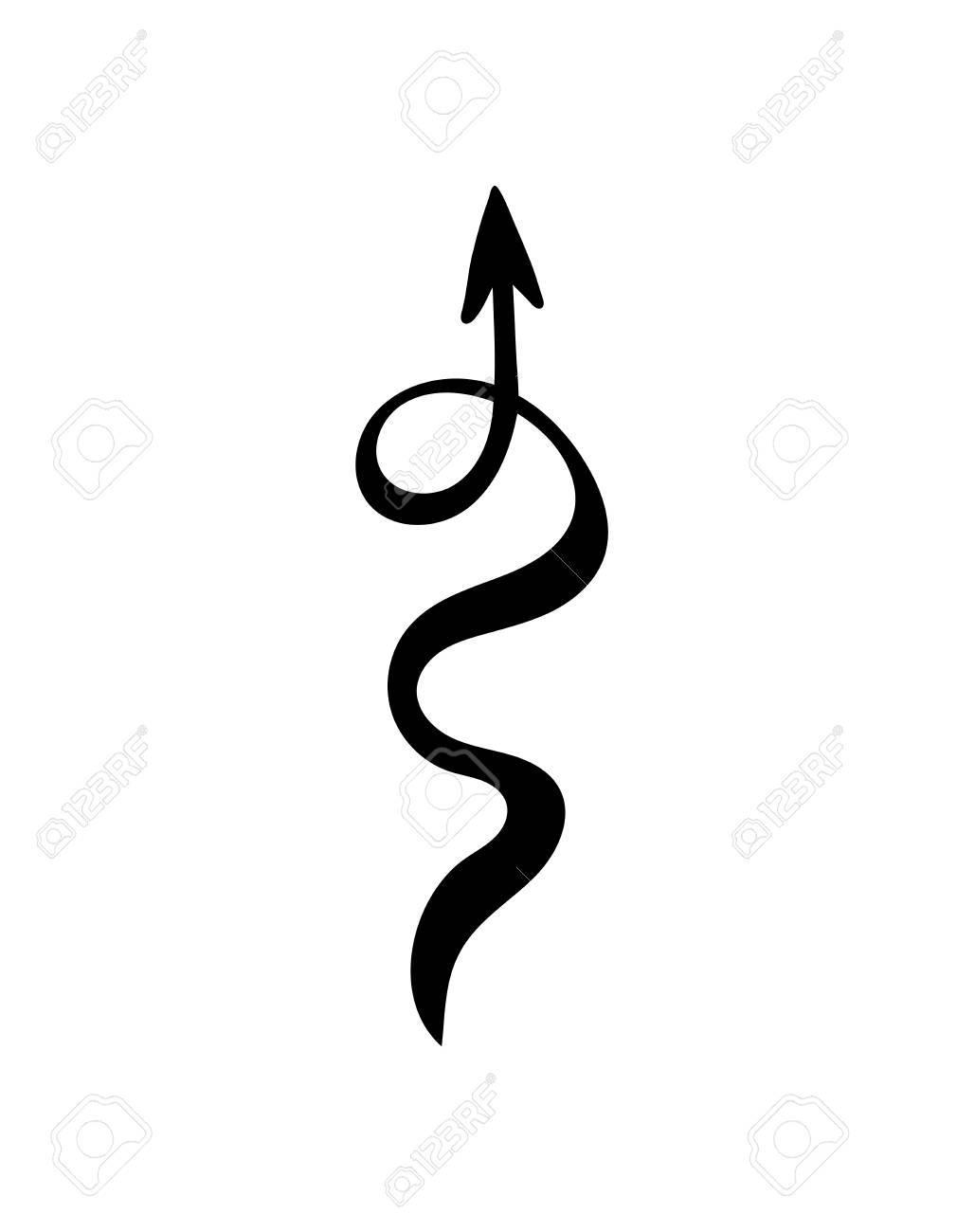 curve arrow pointing up the path to the goal hand drawing in