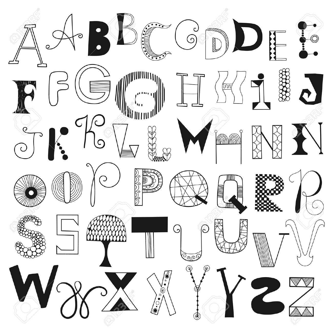 手描きアルファベット文字の Z. セット デザインに落書き文字の