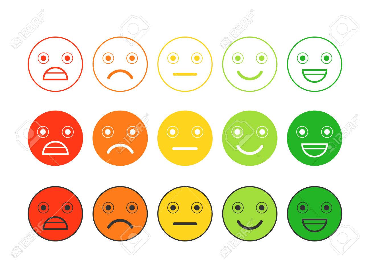 Color Plano Iconos De Emoticones Diferentes Emociones Estados De