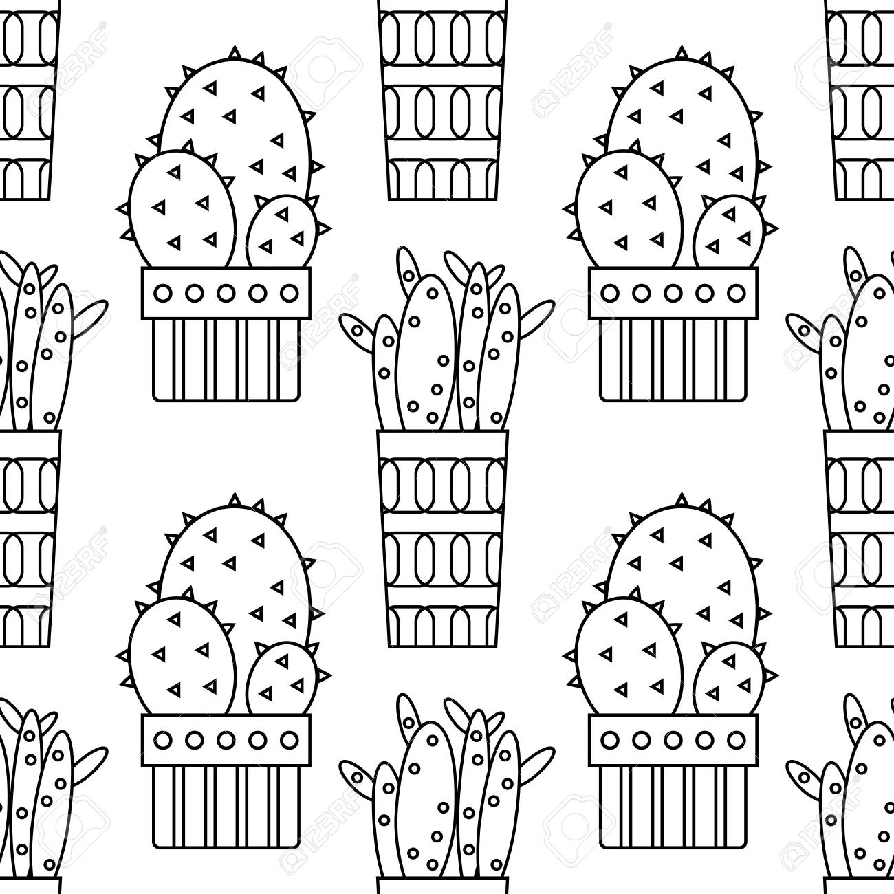 blanco y negro patrón transparente de cactus y suculentas para