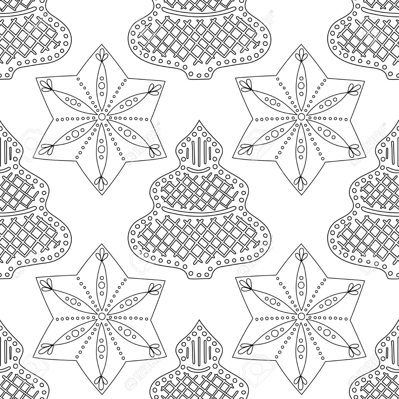 Gingerbread. Black And White Illustration For Coloring Book Or - Gingerbread. Black And White Illustration For Coloring Book Or