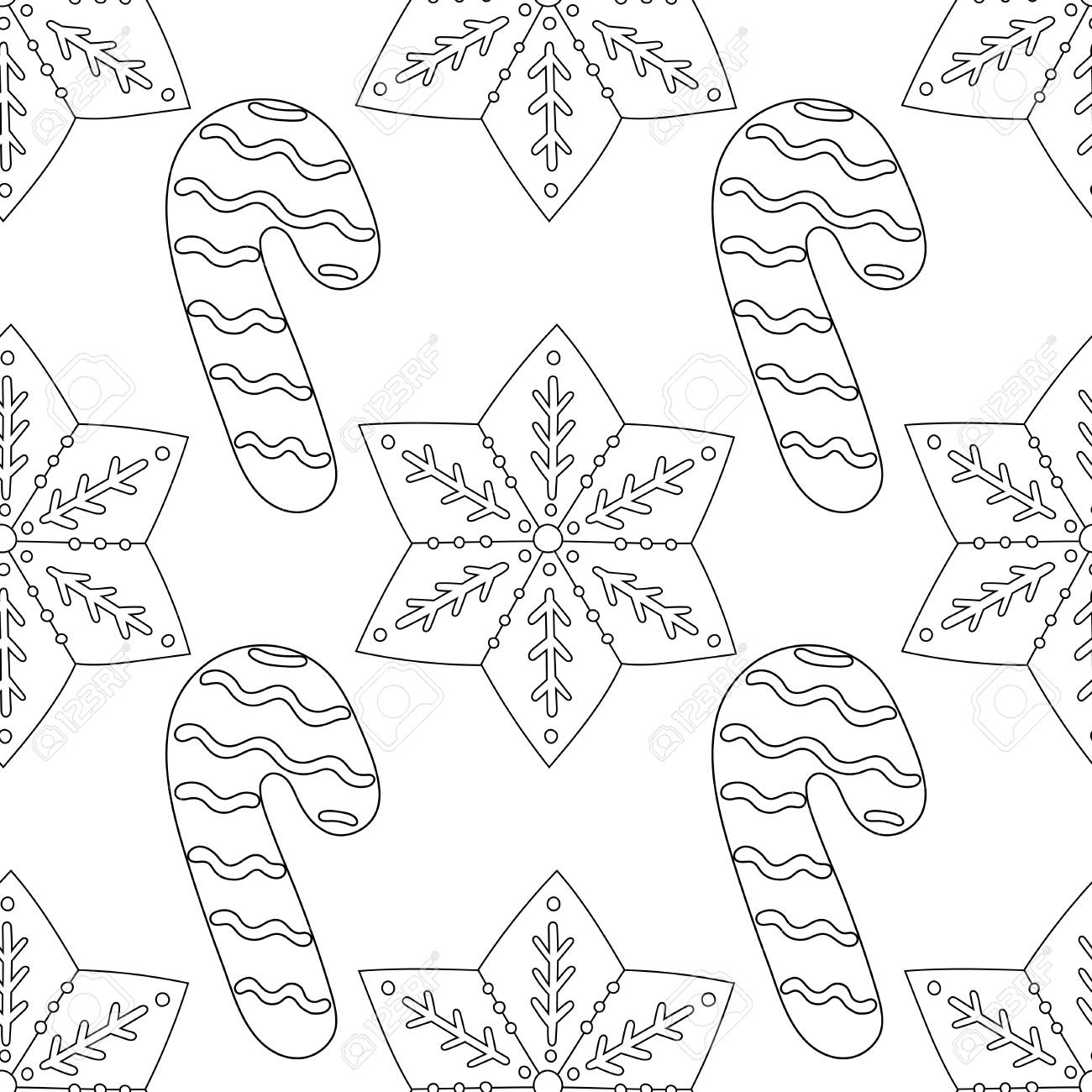 Gingerbread. Black And White Illustration For Coloring Book Or - Gingerbread. Black And White Illustration For Coloring Book Or