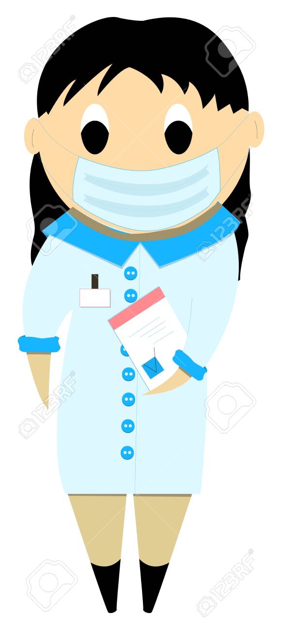 Cartoon Female Nurse Wearing Protective Mask Stock Vector (Royalty Free) 1646841766