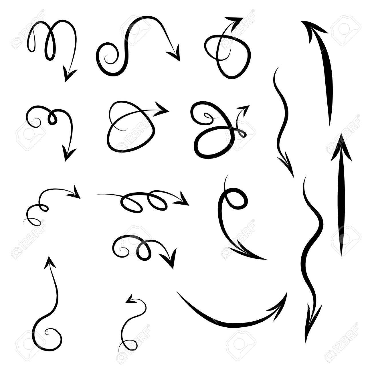 doodle arrows set vector hand drawn arrows elements for your