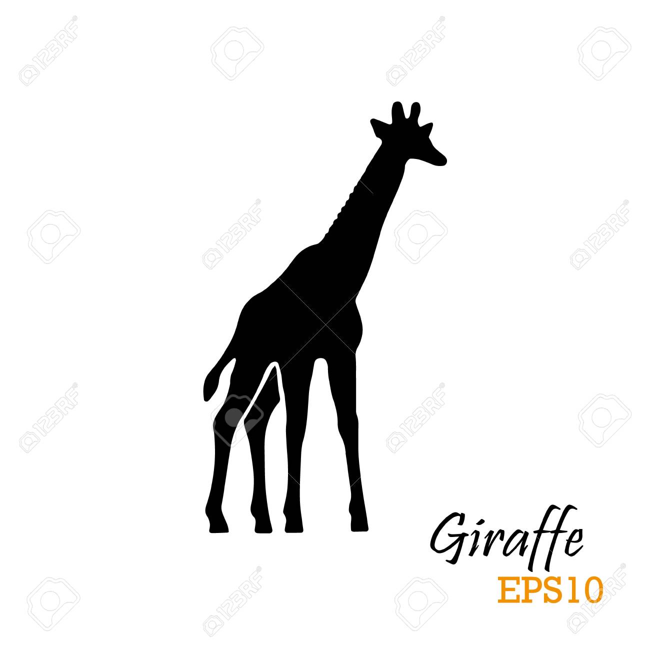 カラフルなクレパス画 キリンのシルエット きりん オイルクレパス画 - Mimi_Spica Gallery (似顔絵