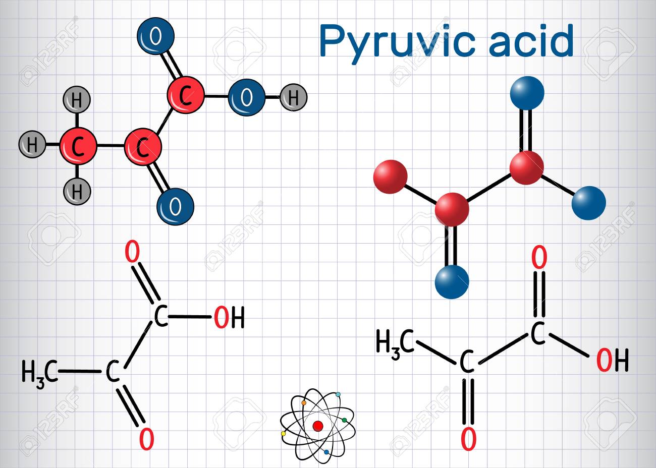Pyruvic Acid Pyruvate Molecule It Is The Simplest Of The Alpha Keto Acids Structural Chemical Formula And Molecule Model Sheet Of Paper In A Cage Vector Illustration Royalty Free Cliparts Vectors And Stock