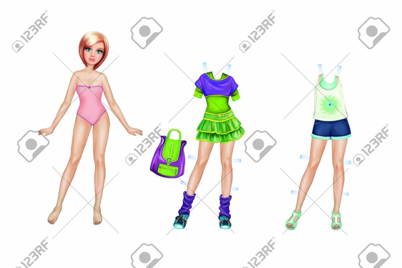 Anime Teenage Girls In Summer Clothes Stylish And Fashionable Girl Paper Dolls Cartoon Isolated Characters On A White Background Stock Photo Picture And Royalty Free Image Image