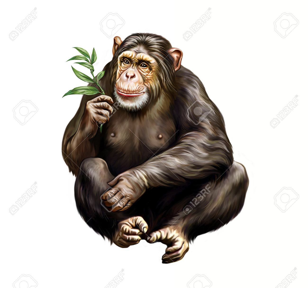 ☆チンパンジー☆デッサン☆ こちらを見るチンパンジー│猿│サル│008のイラスト素材