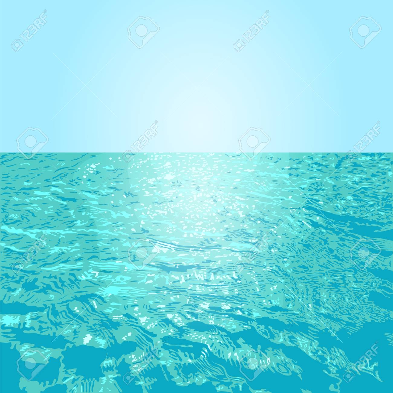 Blue Water Textured Background With Ripples And Sunset Or Dawn