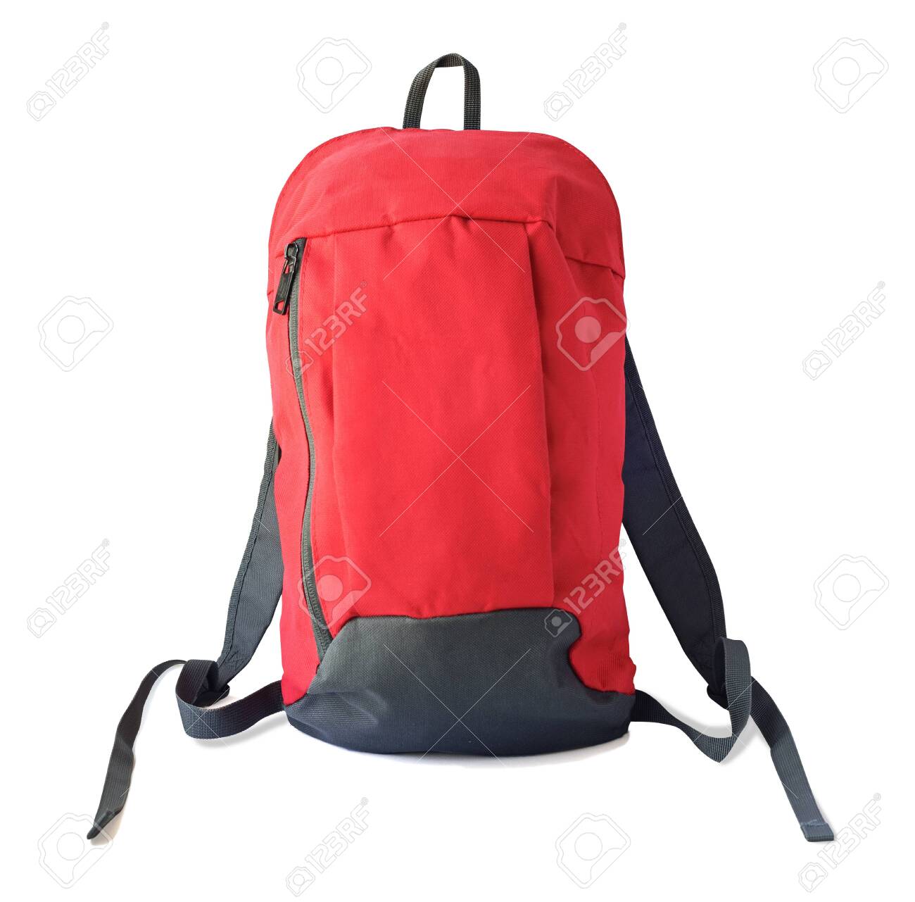 red backpack with white straps
