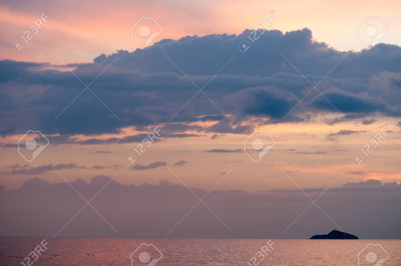 Pazifikkuste Von Panama Mit Schonen Strand Und Sonnenuntergang