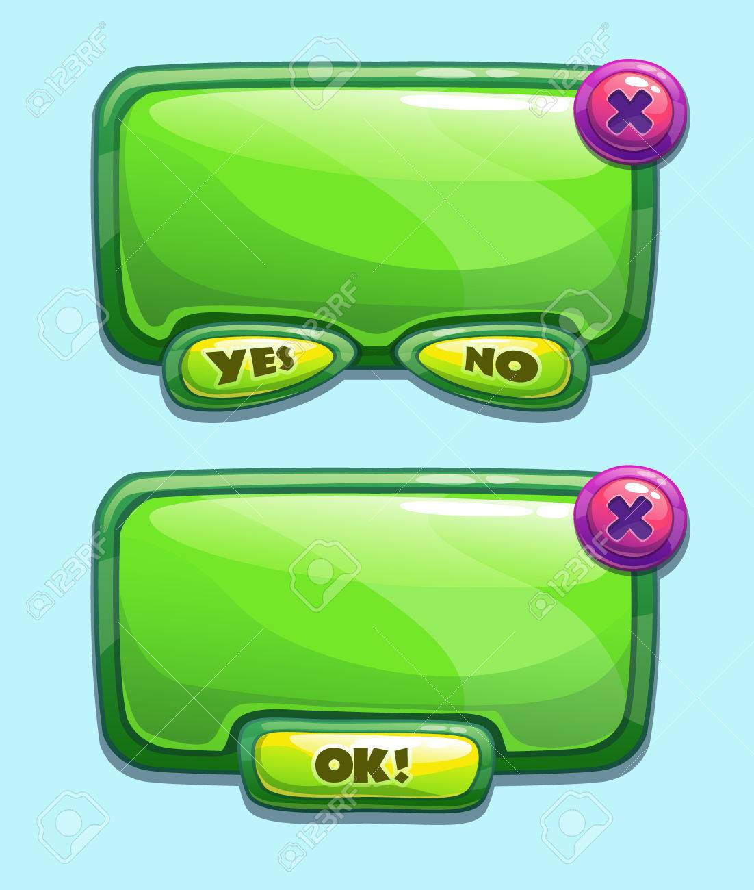 はい いいえを含むゲームの Ui を緑の漫画のパネルは Ok をボタン のイラスト素材 ベクタ Image はい いいえを含むゲームの Ui を緑の漫画のパネルは Ok をボタン のイラスト素材 ベクタ Image