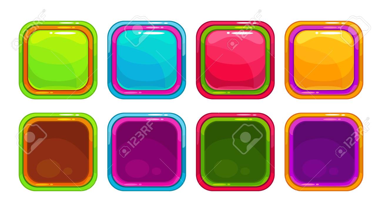 派手なベクトル カラフルな明るいボタンとアプリ アイコンのフレーム 白で隔離 のイラスト素材 ベクタ Image