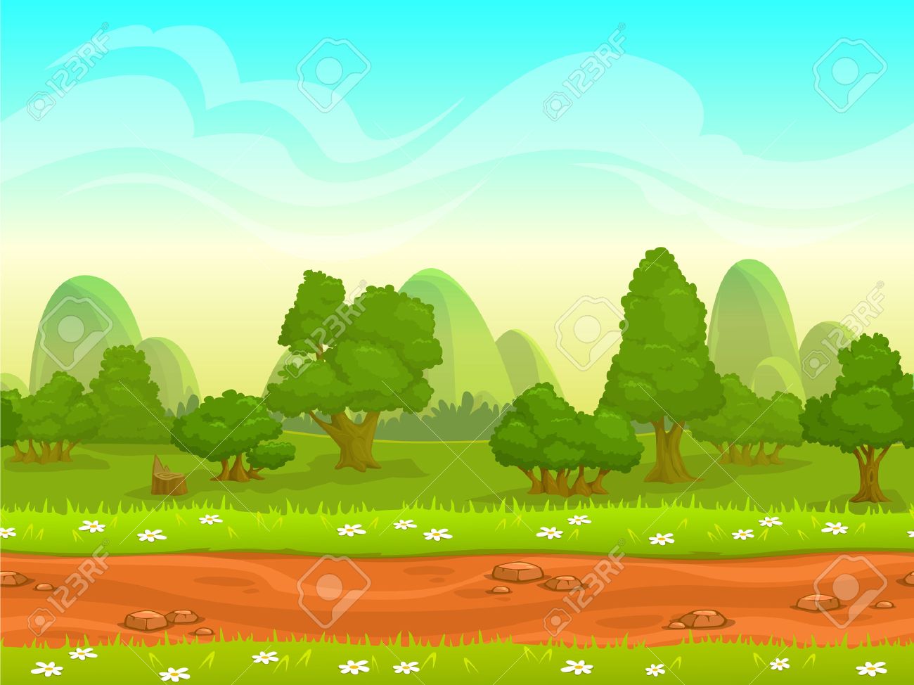 dibujos animados lindo paisaje sin fisuras con capas separadas paisajes animadas