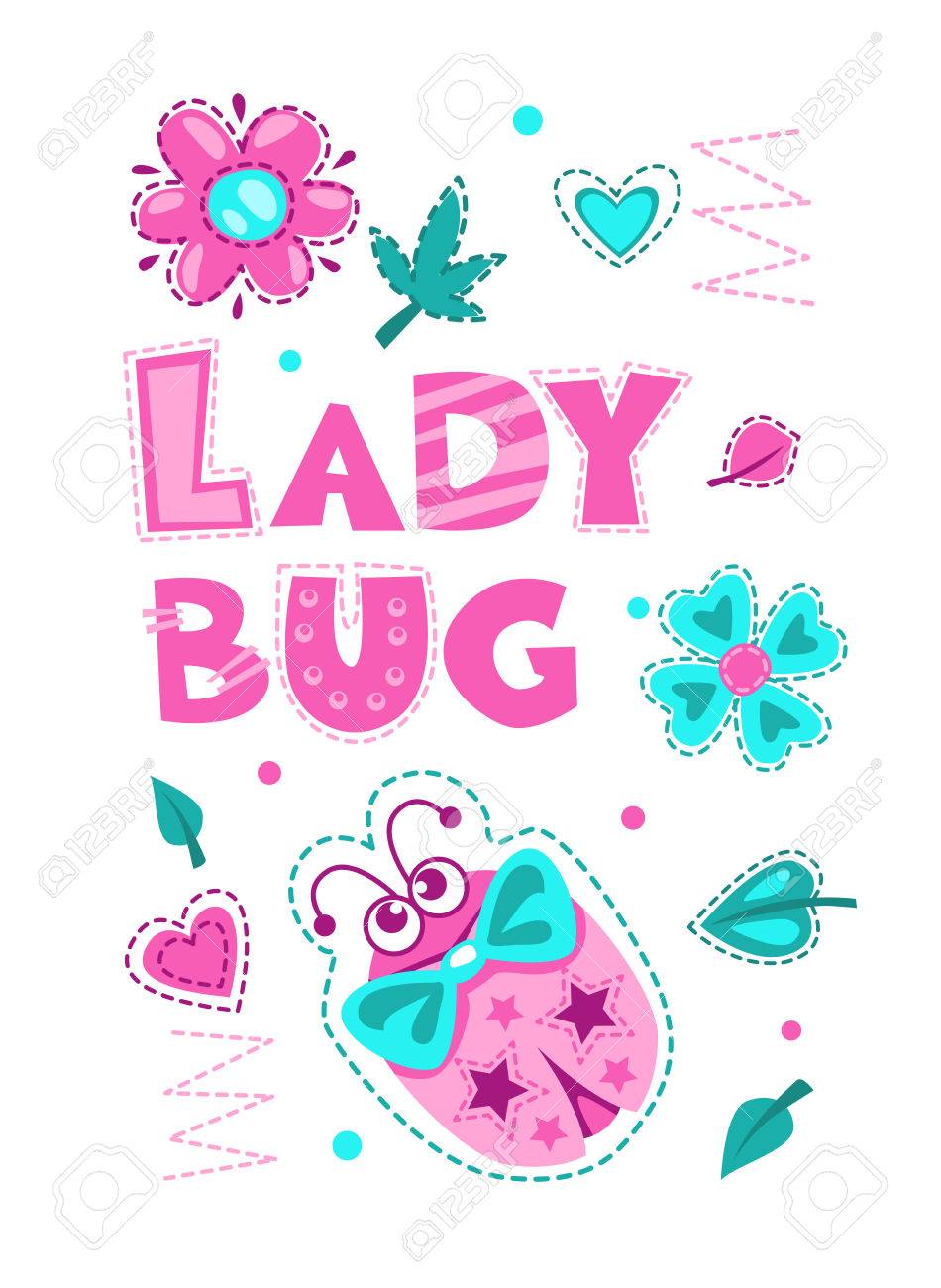 cute vector girlish illustration with funny ladybug pretty vector