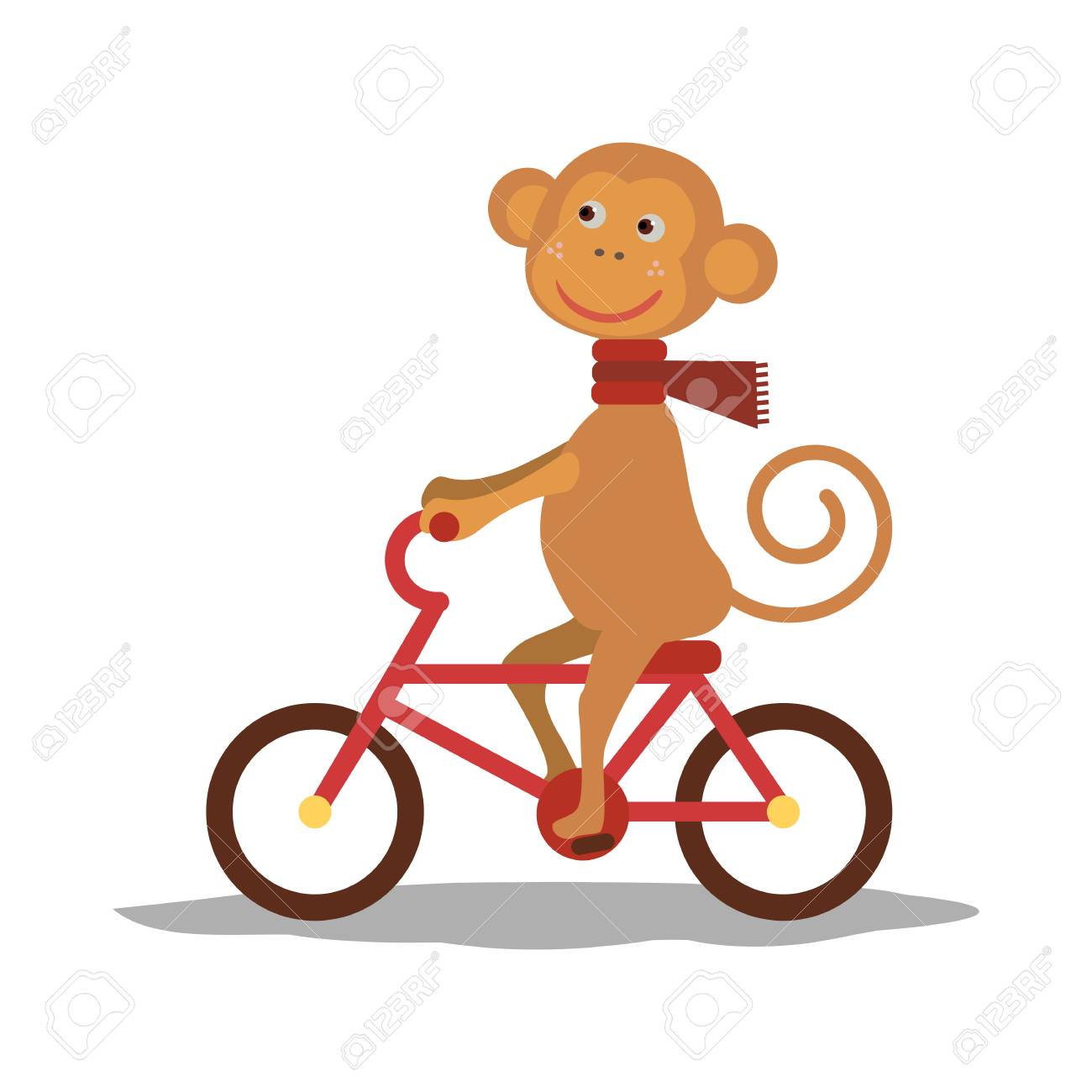 かわいい猿の自転車にスカーフ 自転車のイラスト素材 ベクタ Image