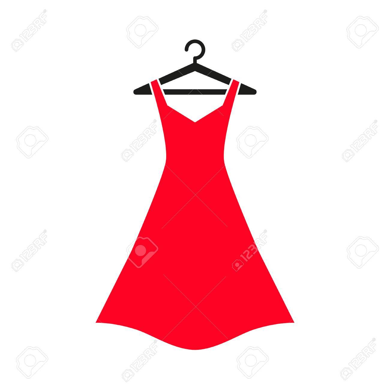 Woman red dress on hanger. Dress Icon - 70779088 Woman red dress on hanger. Dress Icon - 70779088