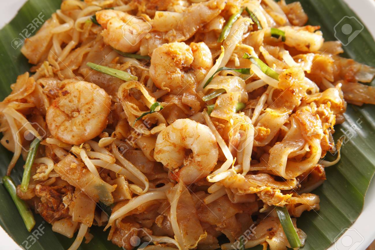 Top View Of Malaysian Famous Food Penang Fried Kuey Teow Stock 