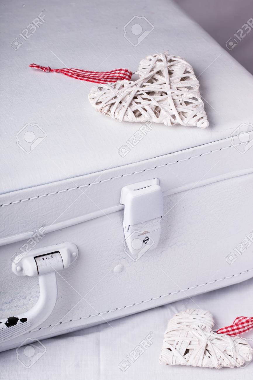 white vintage suitcase