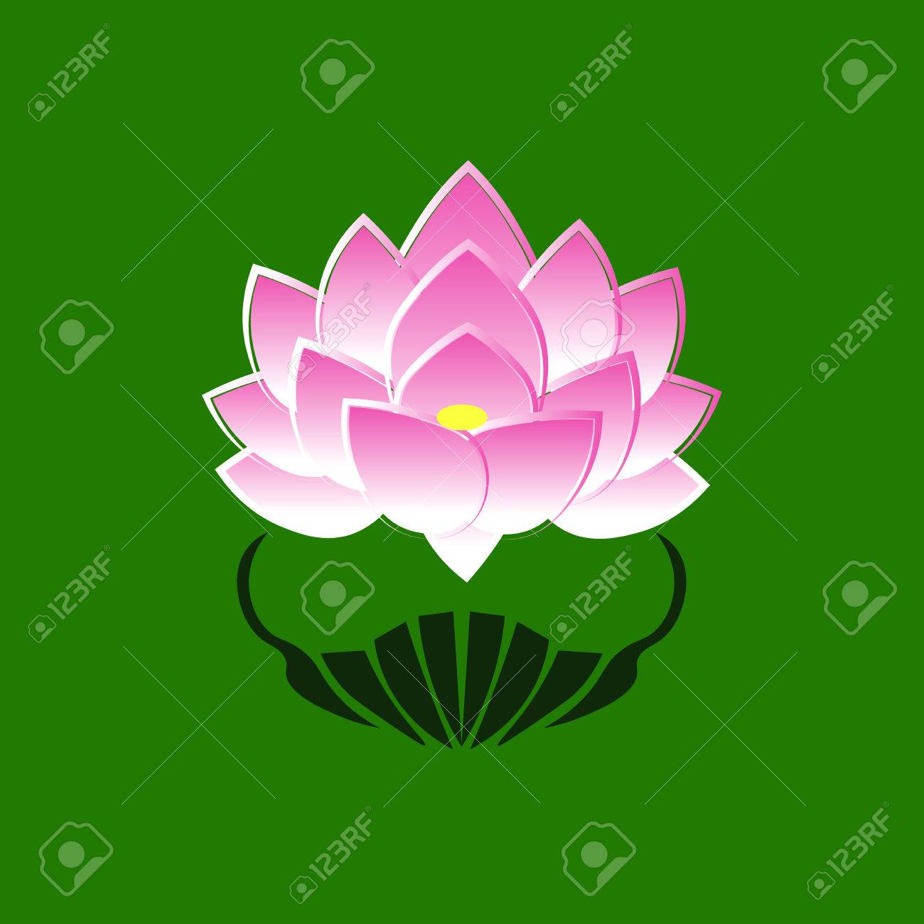 Image Stylisée Rose Dune Fleur De Lotus Sur Un Fond Vert Le Symbole De Lengagement Au Bouddha Au Japon Vector Illustration