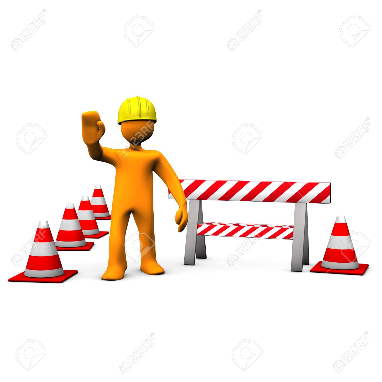 Orange Cartoon Characters With Helmet On The Construction Site Stock Photo Picture And Royalty Free Image Image