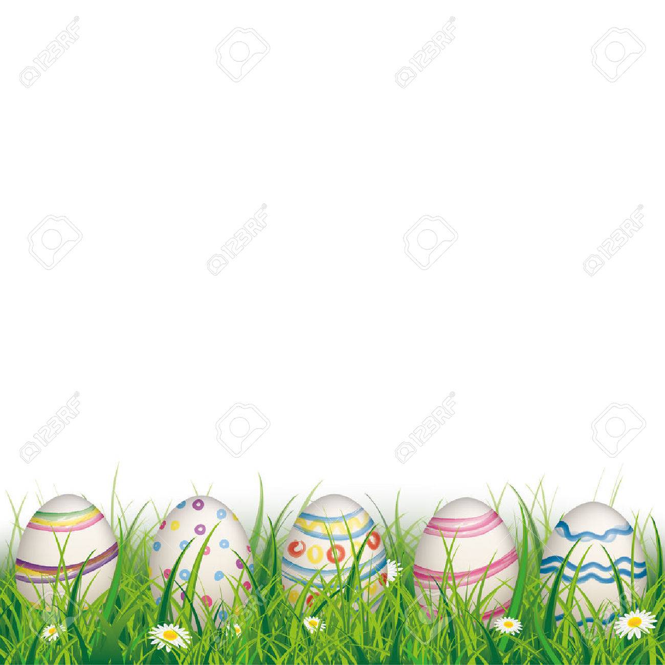 Green grass with colored easter eggs on the white background. Eps 10 vector file. - 53970604 Green grass with colored easter eggs on the white background. Eps 10 vector file. - 53970604